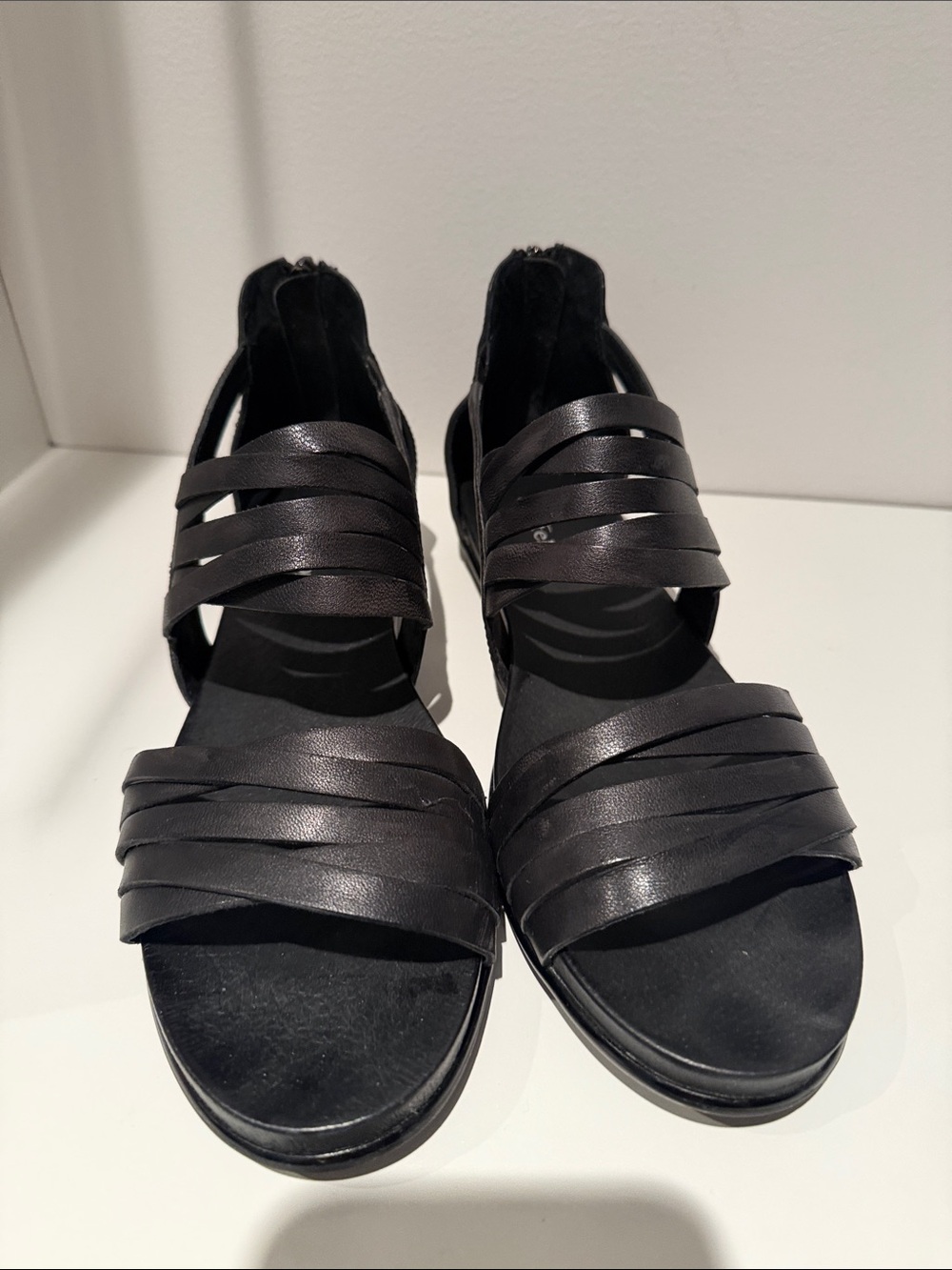 Antelope Black Multi-Strap Leather Sandals